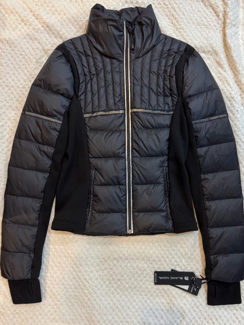 Blanc Noir Reflective Inset Feather Weight Jacket, Black, Size XS, New With Tags